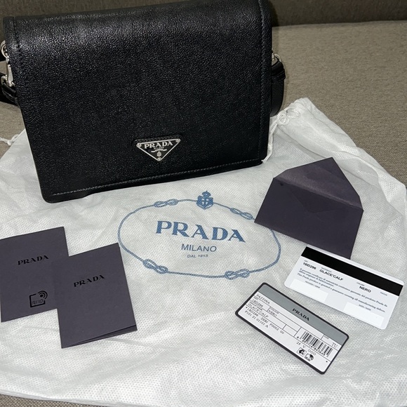 Prada Glace Calf Pattina Leather Crossbody-Color:Nero-Authentic-EUC - Picture 10 of 14